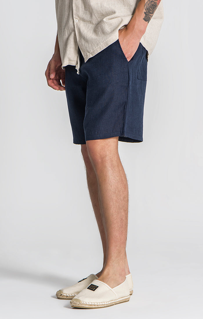 Navy Blue Linen Shorts