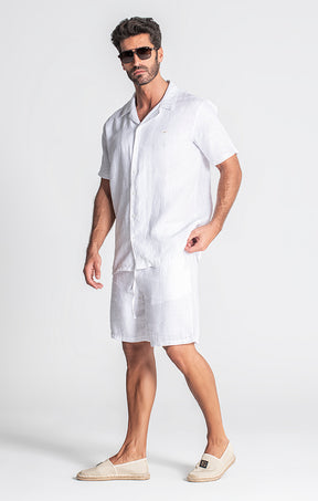 White Linen Hawaiian Shirt