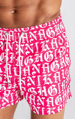 Pink Message Swimshorts
