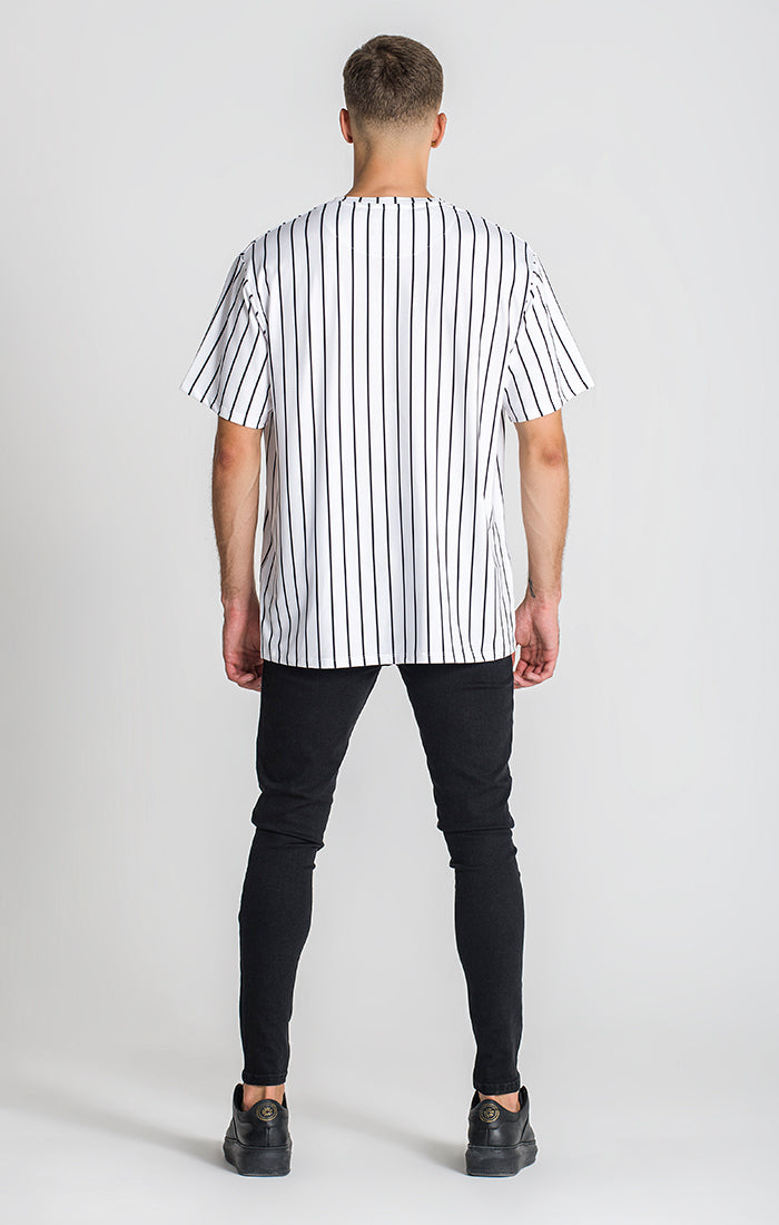 White Blurred Lines Oversized Tee