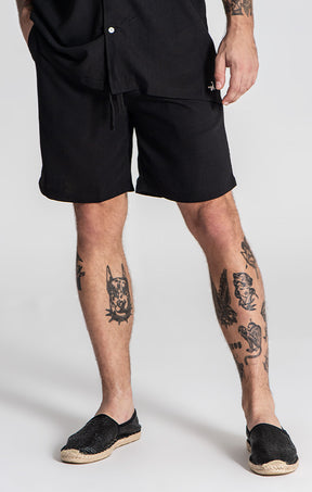 Black Linen Shorts