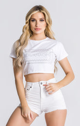 White Crystal Summer Cropped Tee