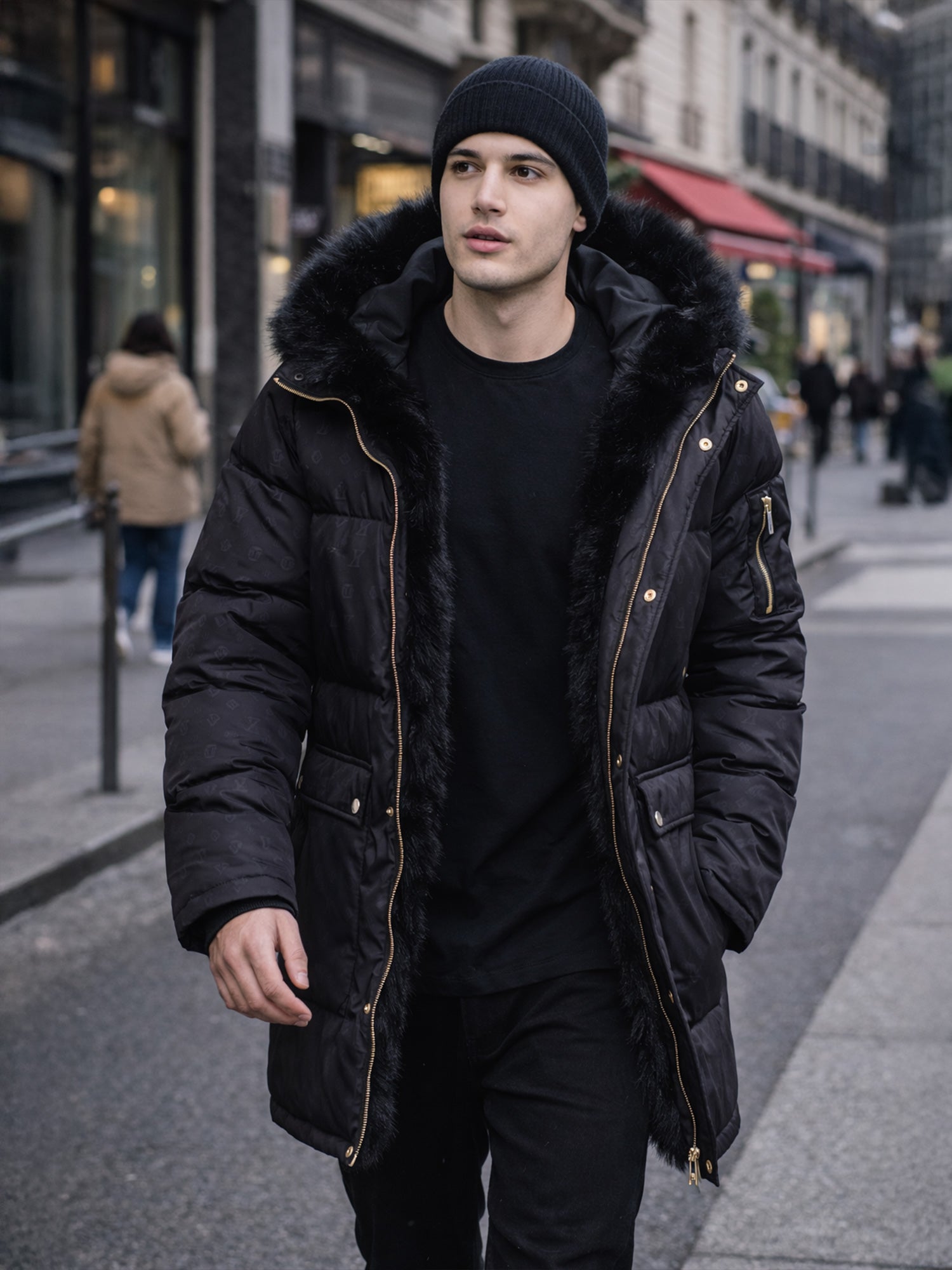 Black Logomania Coat