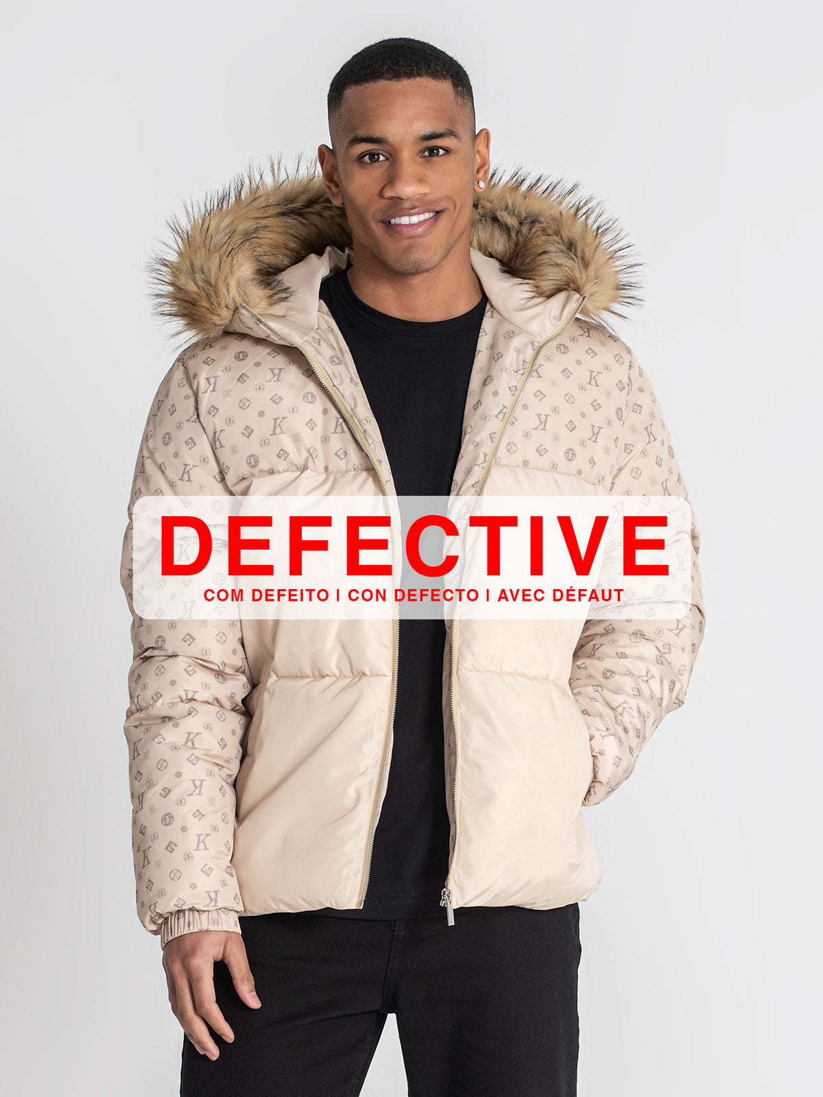 Beige Logomania Puffer Jacket (Defective)