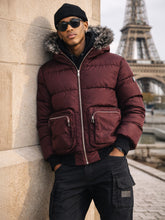 Burgundy Utility Puffer Jacket