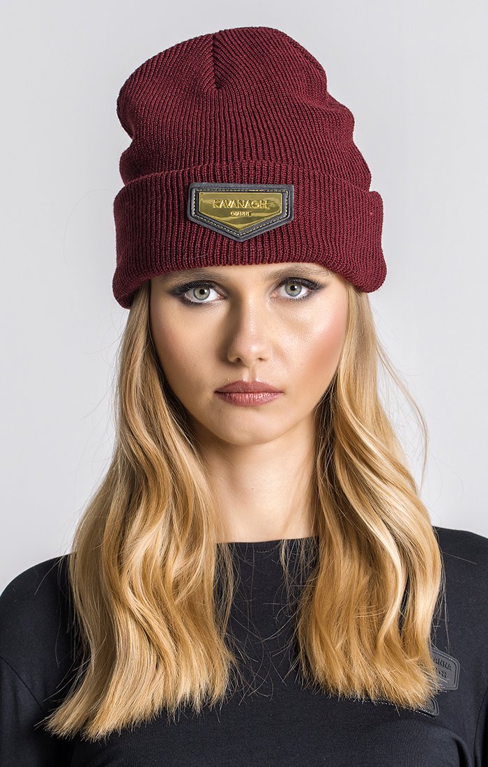 Burgundy Beanie with Gold GK Plaque