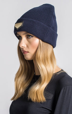 Navy Blue Beanie with Gold GK Plaque