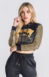 Black Lucky Fever Cropped Hoodie