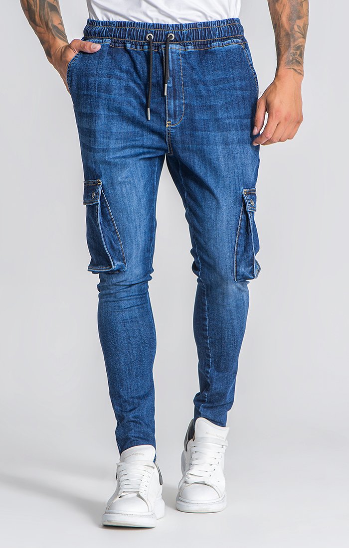 Dark Blue Core Drop-Crotched Jeans