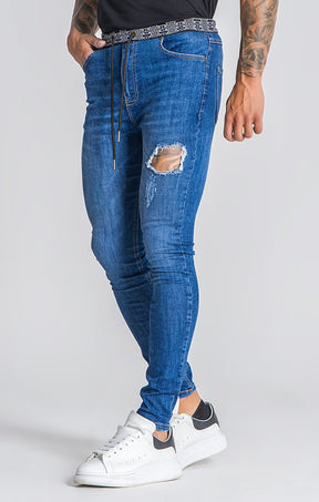 Medium Blue Core Ripped Jeans With GK Elastic