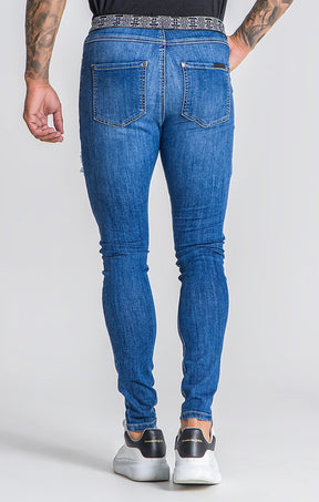 Medium Blue Core Ripped Jeans With GK Elastic