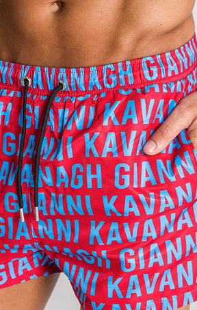 Red Typo Swimshorts