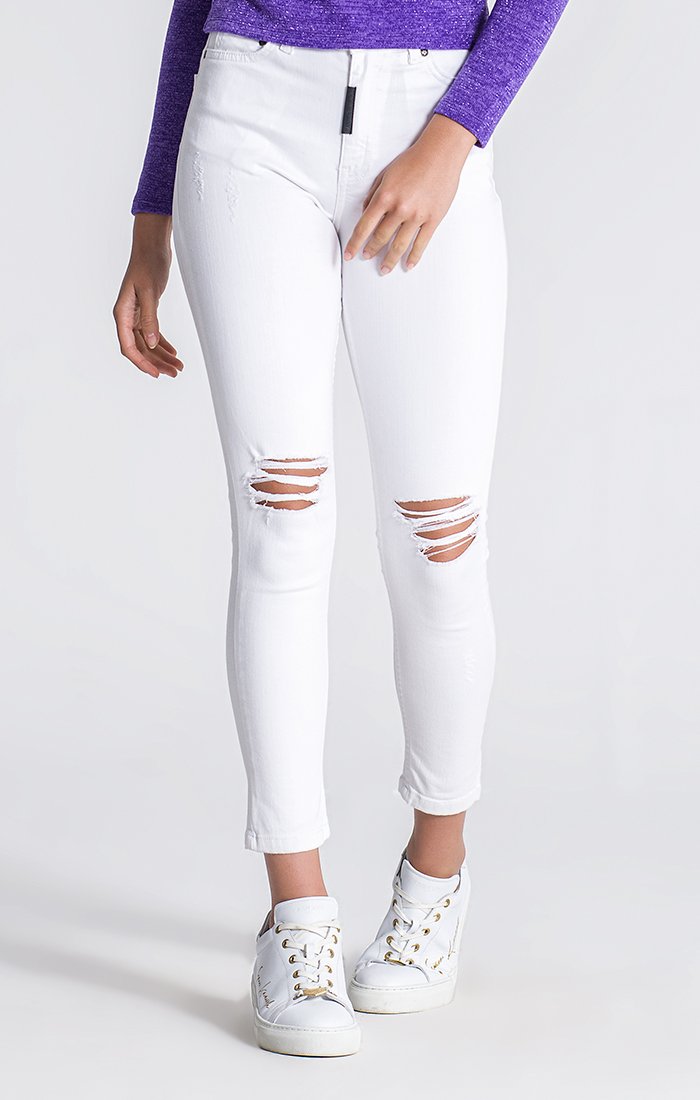White Skinny Ripped Jeans